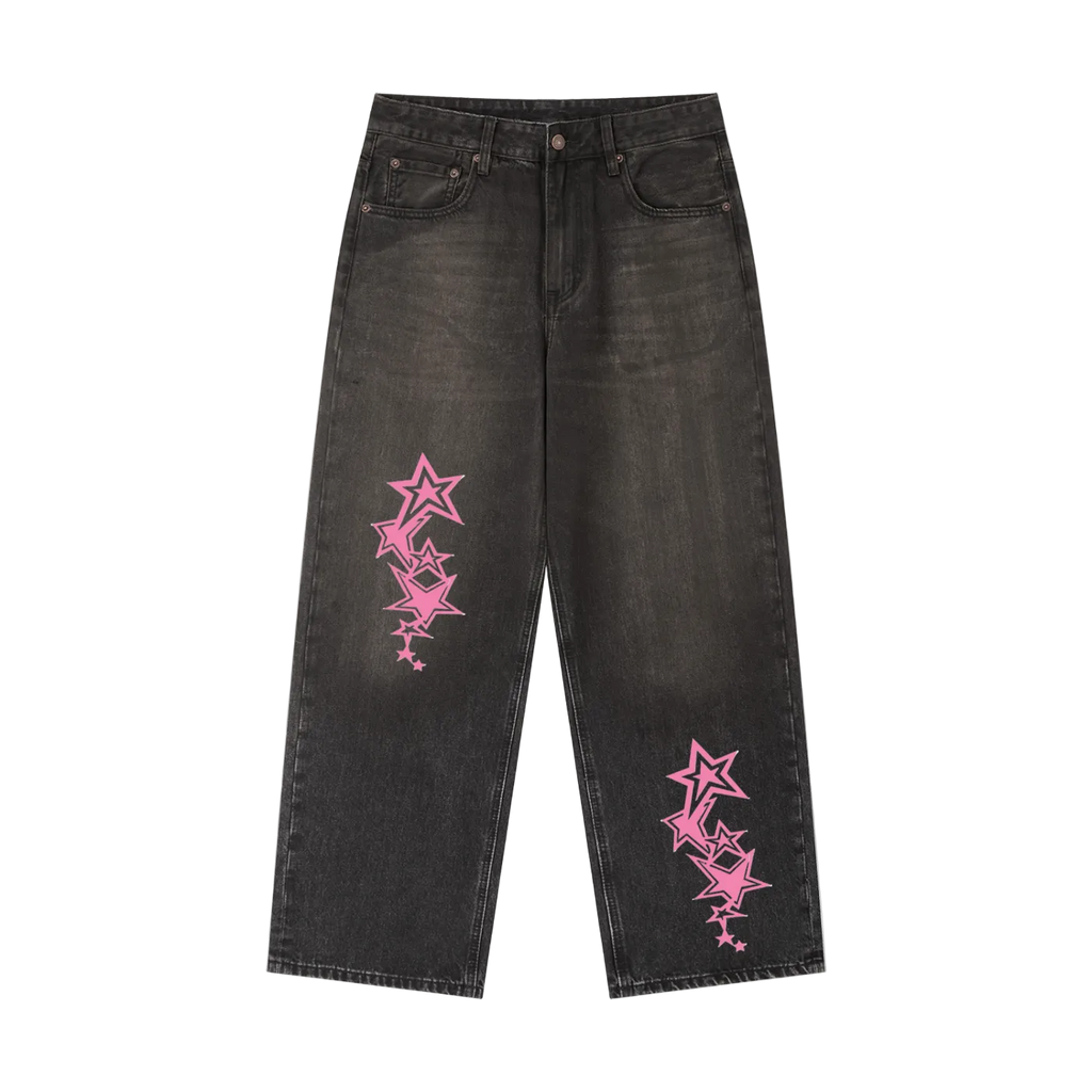 Vintage Pink Stars Denim Jeans
